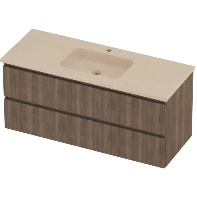 Proline Rollo Badmeubelset Hardsteen Elegant 1 Gat 120x46x54 cm Sand Stone Terra Oak Eiken