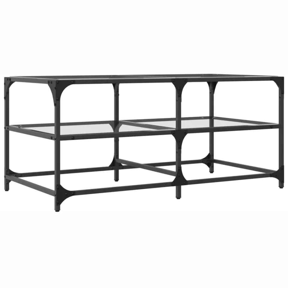 vidaXL Salontafel met transparant glazen blad 98,5x50x45 cm staal transparent