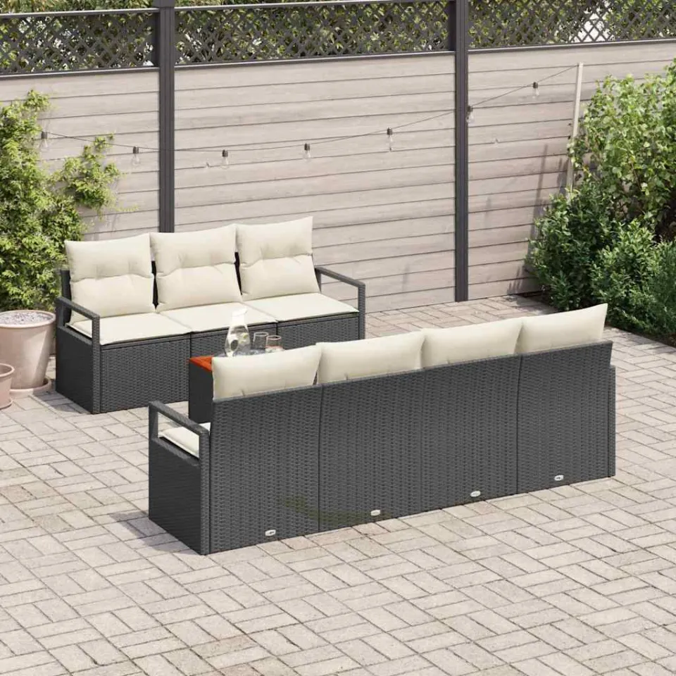vidaXL Tuinbankenset 8 st Zwart poly rattan, foto 3