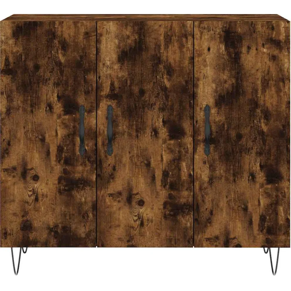 vidaXL Dressoir 90x34x80 cm bewerkt hout gerookt eikenkleurig, foto 4
