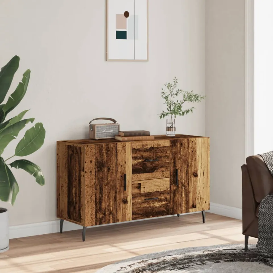 vidaXL Dressoir 100x36x60 cm bewerkt hout oud houtkleurig bruin, foto 2