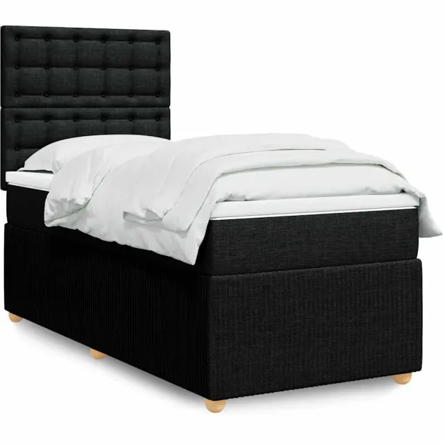 vidaXL Boxspring met matras stof zwart 100x200 cm