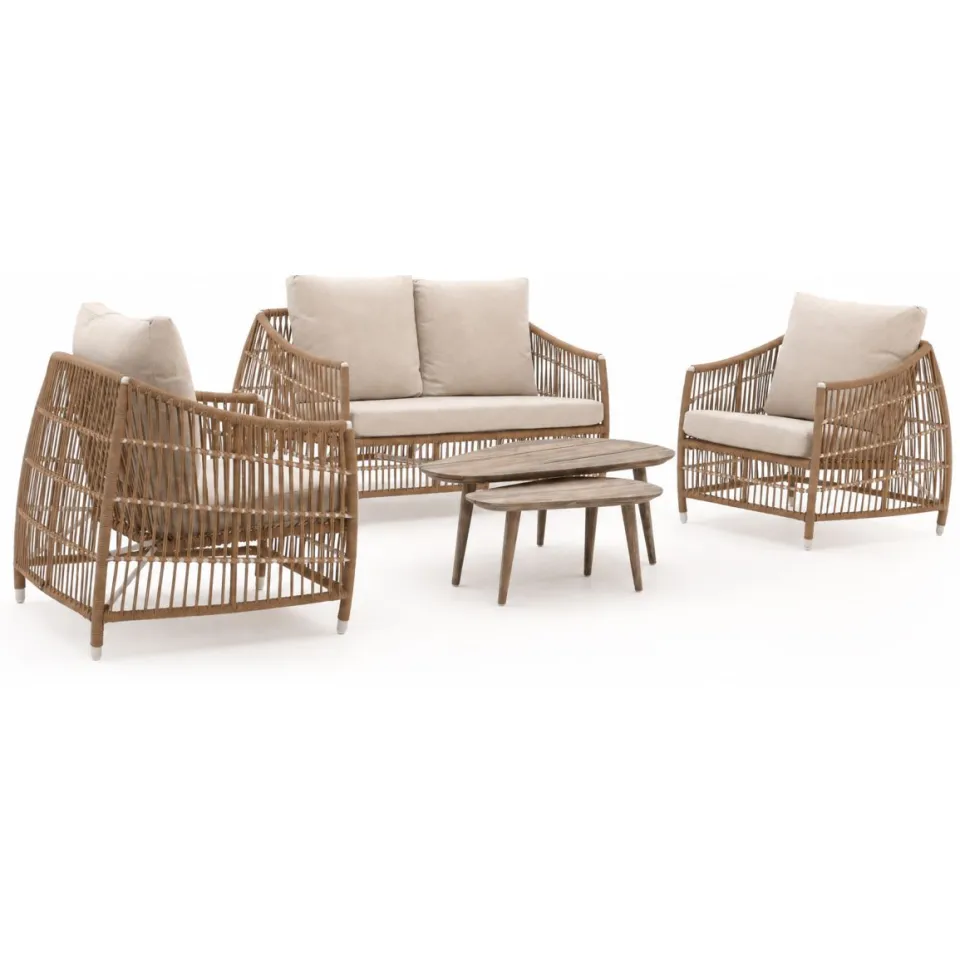 Manifesto Furniture Manifesto Ortello/ROUGH-K stoel-bank loungeset 5-delig 4-zits Taupe