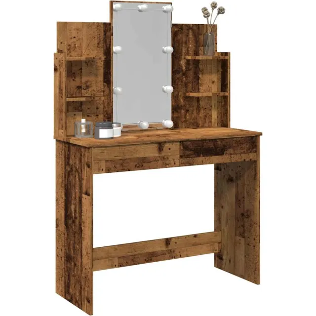 vidaXL Kaptafel met LED-verlichting 96x40x142 cm oud houtkleurig Bruin