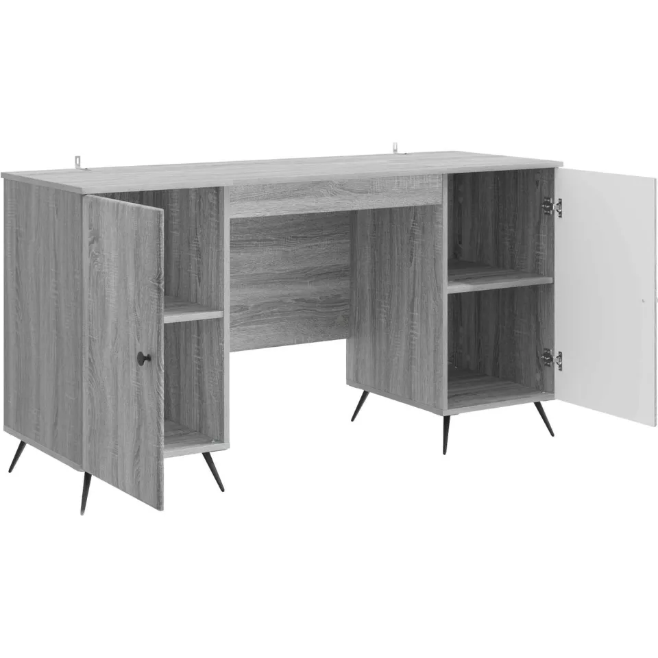 vidaXL Bureau Grijs sonoma 142,5 x 50 x 75 cm Bewerkt hout, foto 3