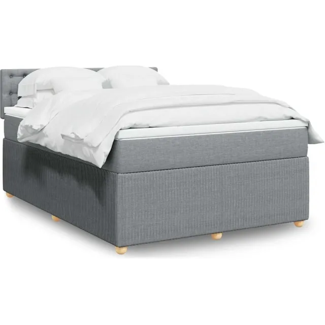 vidaXL Boxspring met matras stof lichtgrijs 160x200 cm grijs