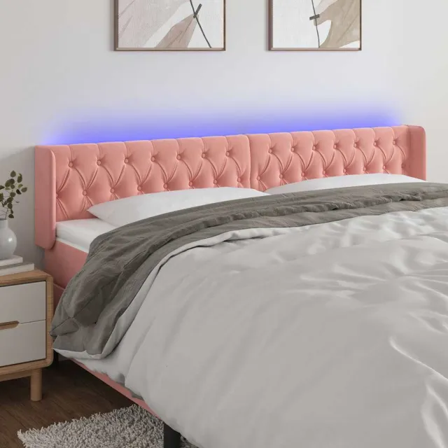 vidaXL Hoofdbord LED 183x16x78/88 cm fluweel roze