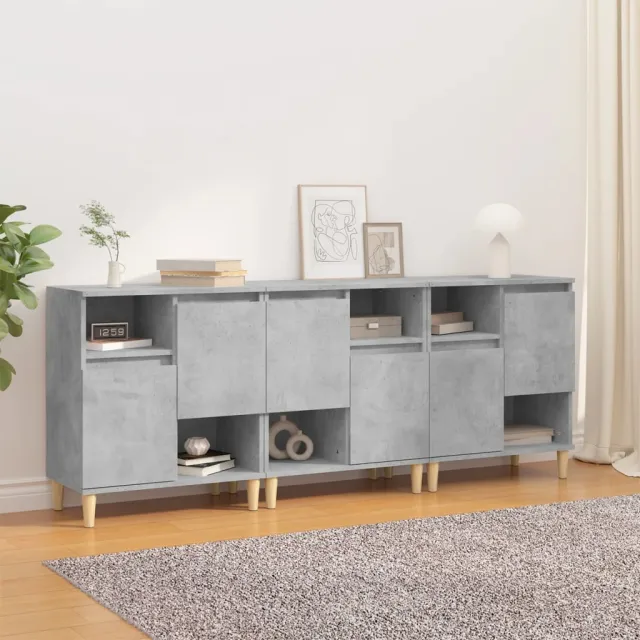 vidaXL Dressoirs 3 st 60x35x70 cm bewerkt hout betongrijs grijs, foto 2