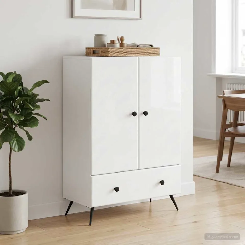 vidaXL Dressoir Hoogglans Wit 66 x 34,5 x 95 cm Bewerkt hout, foto 3