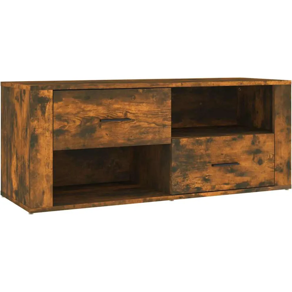 vidaXL Tv-meubel 100x35x40 cm bewerkt hout gerookt eikenkleurig Bruin