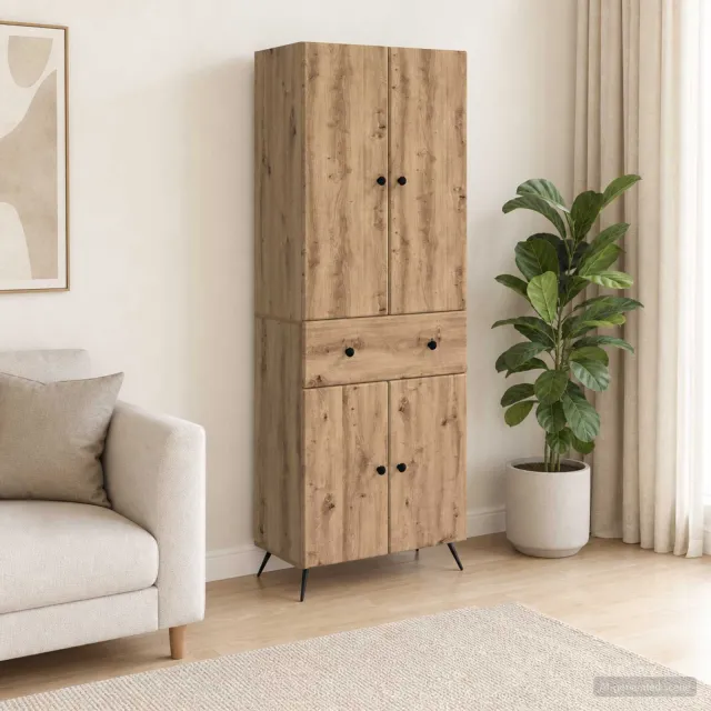 vidaXL Kastenset 2 st Artisanaal eiken 66 x 34.5 x 90 cm Bewerkt hout, foto 2
