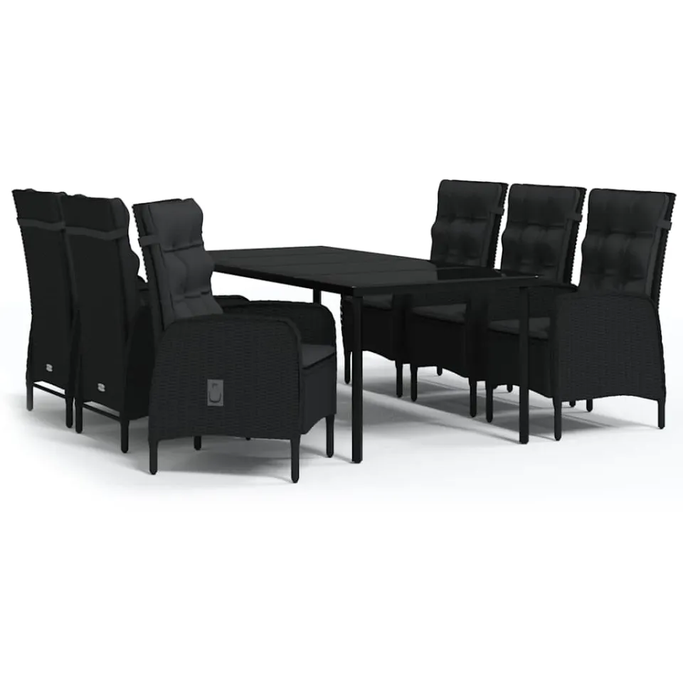 vidaXL 7-delige Tuinset met kussens zwart, foto 3