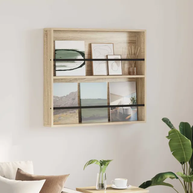 vidaXL Tijdschrift Rek Sonoma Eiken 80 x 12 x 70 cm Bewerkt hout, foto 2