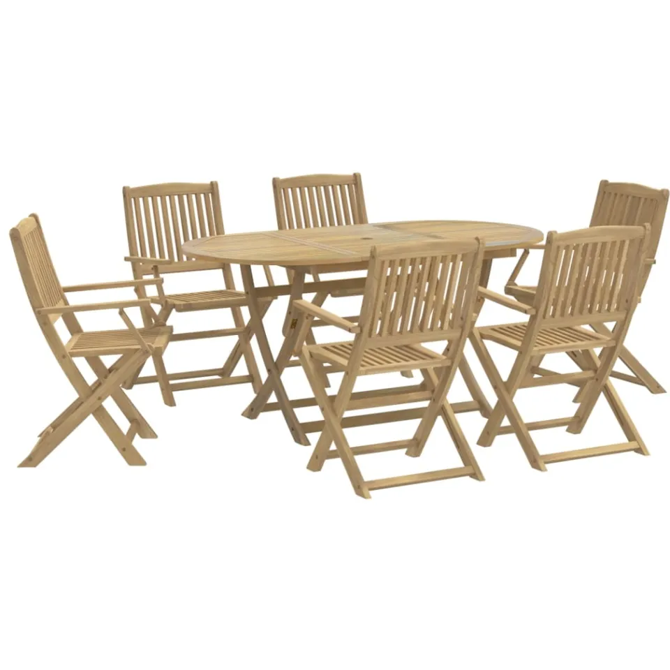 vidaXL 7-delige Tuinset massief acaciahout Bruin