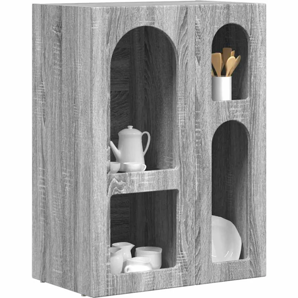 vidaXL Dressoir ELST Grijs Sonoma 59 x 35 x 80.5 cm Bewerkt hout