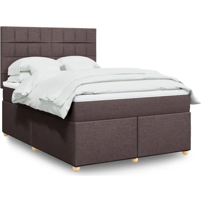 vidaXL Boxspring met matras stof donkerbruin 140x190 cm bruin