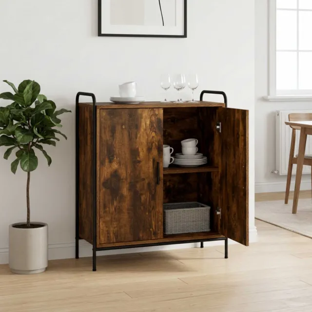 vidaXL Dressoir Gerookt eiken 97 x 33 x 81 cm Bewerkt hout Bruin