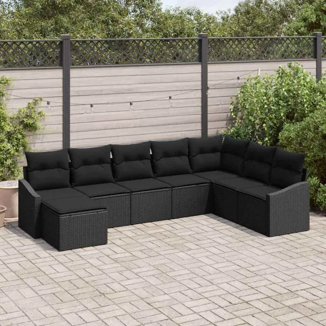 vidaXL Bankstel 8 st Zwart poly rattan, foto 2