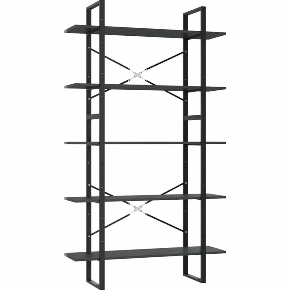 vidaXL Boekenkast met 5 schappen 100x30x175 cm bewerkt hout grijs, foto 3