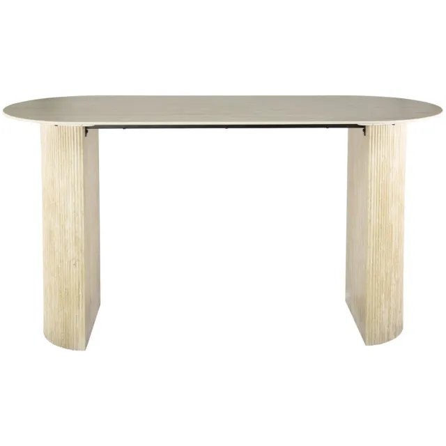 Fraaai Dexter bartafel - deens ovaal - 180 x 70 cm - travertin look Naturel/wit