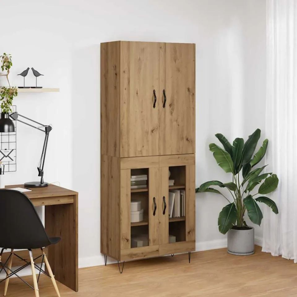 vidaXL Hoge kast 2 st Artisan Eiken 69,5 x 34 x 180 cm Bewerkt hout, foto 3