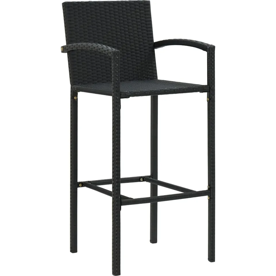 vidaXL Barkrukken 4 st poly rattan zwart, foto 2