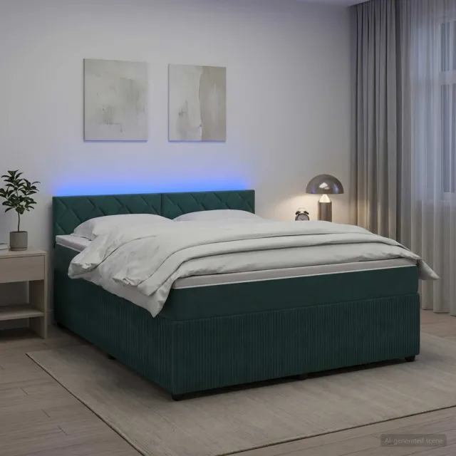 vidaXL Boxspringbed met matras Donkergroen 140 x 200 cm Fluweel groen