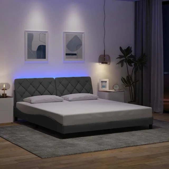 vidaXL Bedframe met LED zonder matras stof 180x200 cm lichtgrijs