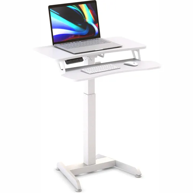 Worktrainer Updesk High Zit Sta Bureau - Hoogte 72-122 cm - Breedte 80 cm - klein Elektrisch in hoogte verstelbaar Bureau - Wit - Met Geheugenfunctie