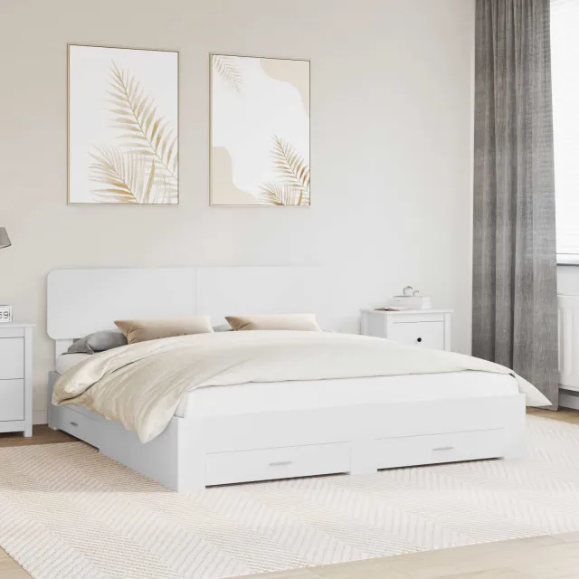 vidaXL Bedframe met lade met hoofdeinde Wit 180 x 200 cm Bewerkt hout