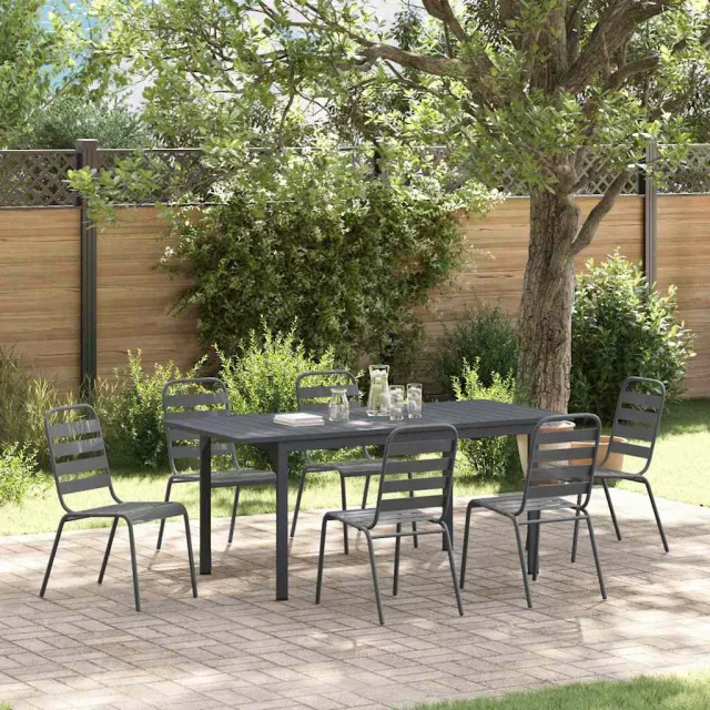 vidaXL Tuin eettafelset 7 st Antraciet Poedercoating staal, foto 2