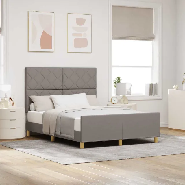 vidaXL Bedframe met hoofdeinde Taupe 140 x 200 cm Stof