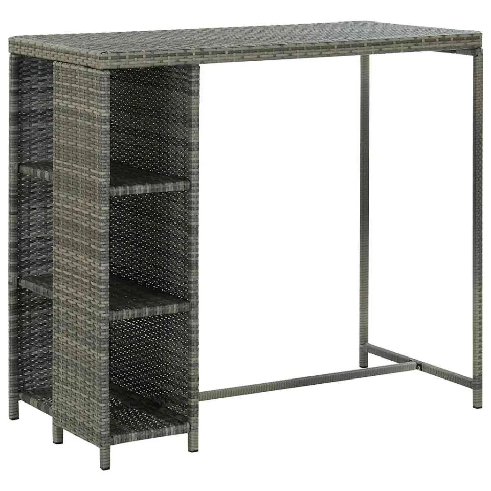 vidaXL 5-delige Tuinbarset met kussens poly rattan grijs, foto 2