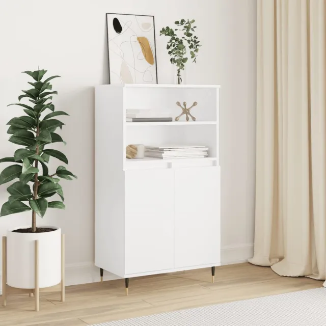 vidaXL Hoge kast 60x36x110 cm bewerkt hout wit, foto 2