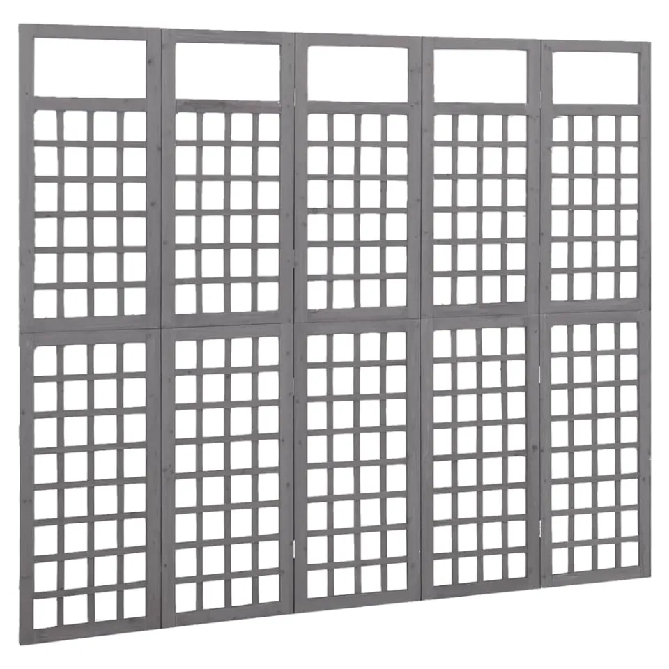 vidaXL Kamerscherm/trellis met 5 panelen 201,5x180 cm vurenhout grijs, foto 4