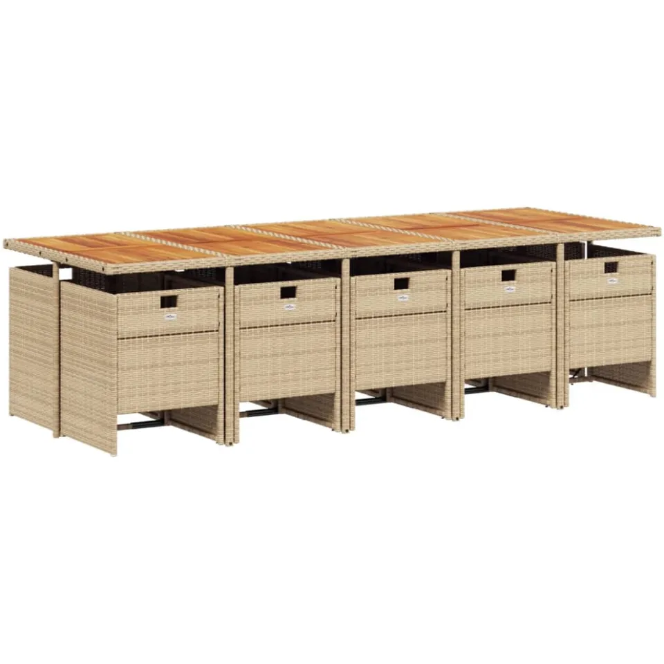 vidaXL 11-delige Tuinset met kussens poly rattan beige, foto 3