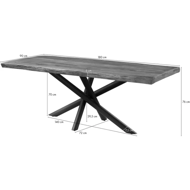 MASSIVMOEBEL24 .DE FREEFORM eettafel beige gelakt massief hout mango 180x90cm
