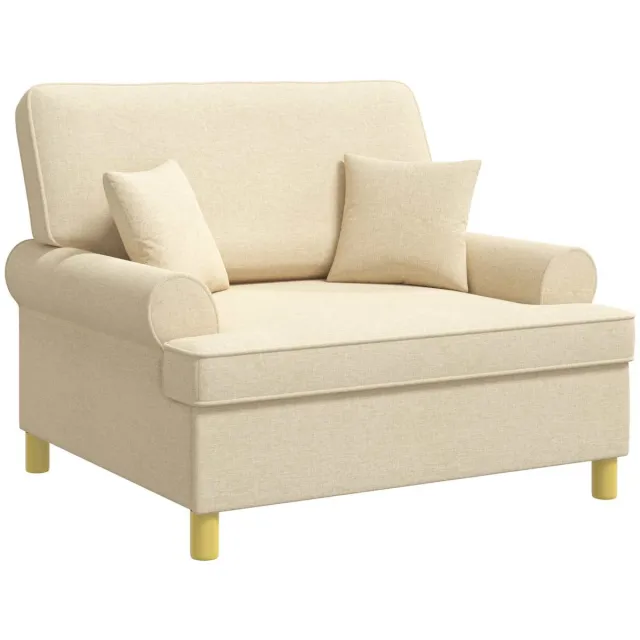 vidaXL XXL - fauteuil - met - kussens - Crèmekleurig - Stof