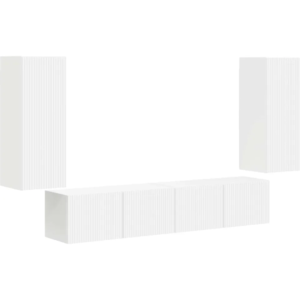 vidaXL TV Wandkast Set 4 st Wit Bewerkt hout, foto 3