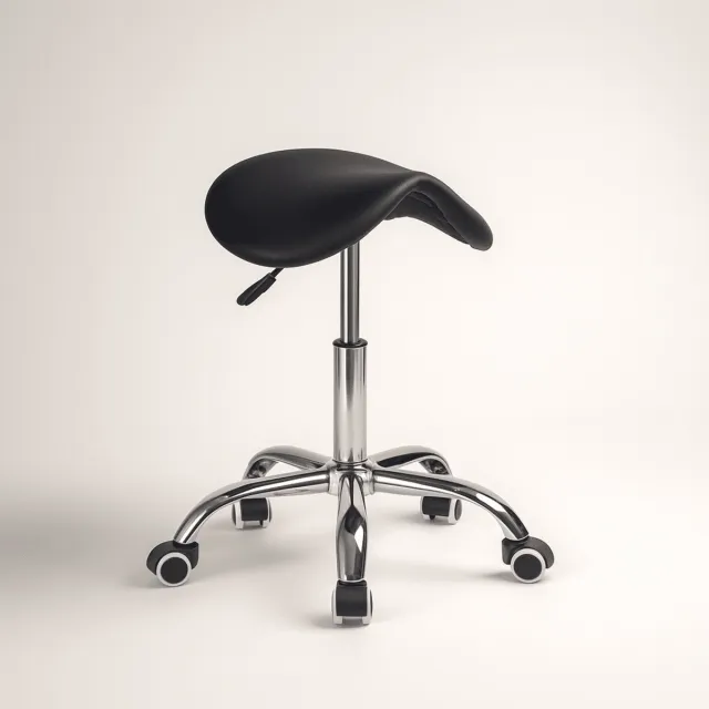 Loxa Zadelkruk ErgoBalance - Ergonomisch ontwerp - In hoogte verstelbaar 48–63 cm - Eco-leer - Met wieltjes - Zwarte zitting - Comfort & mobiliteit