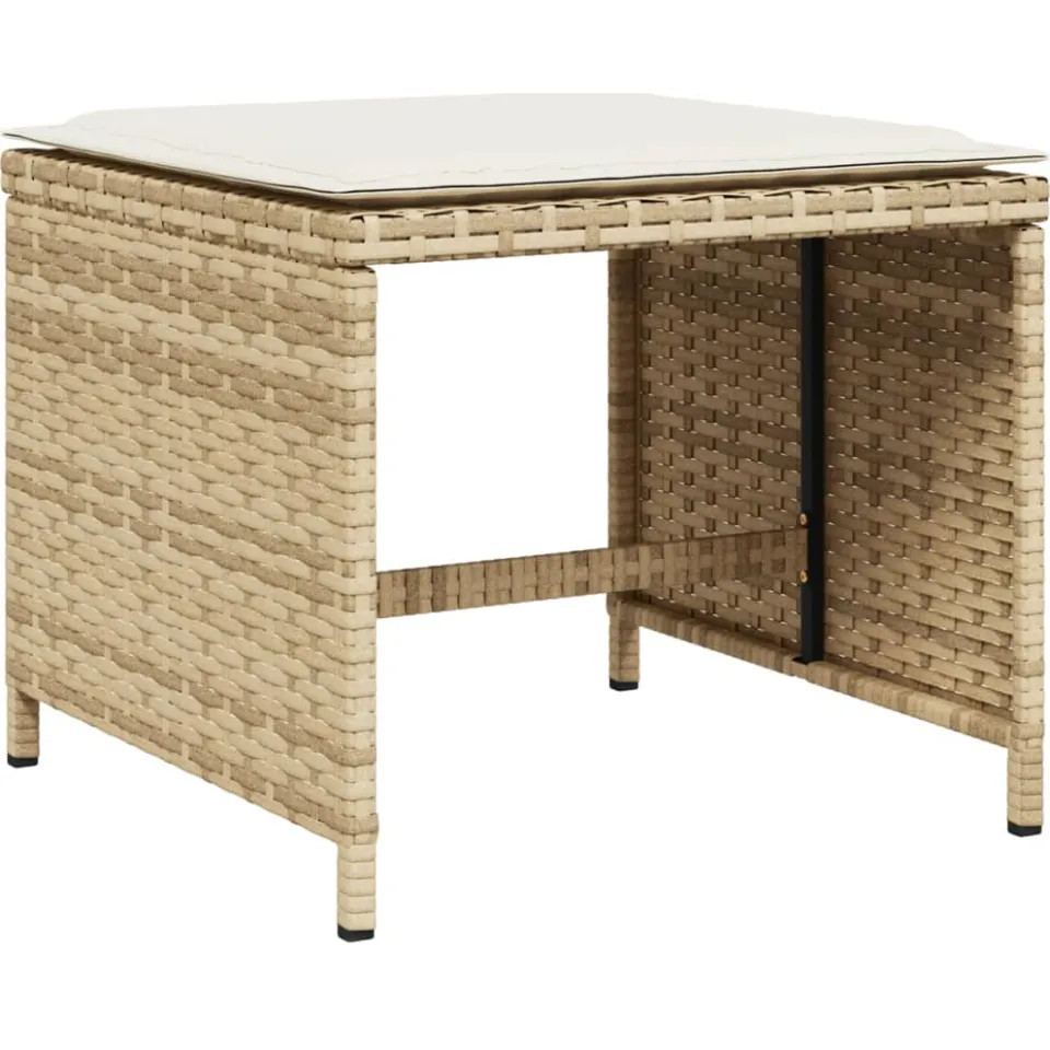 vidaXL 17-delige Tuinset met kussens poly rattan beige