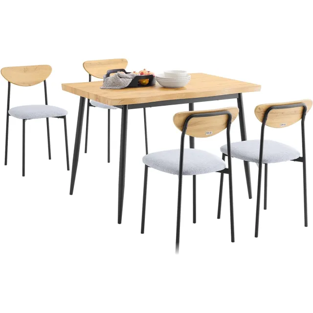 SoBuy OGT52-N Eettafelset met 4 Stoelen - Ruimtebesparend - Voor Kleine Eetkamers en Keukens Natuur
