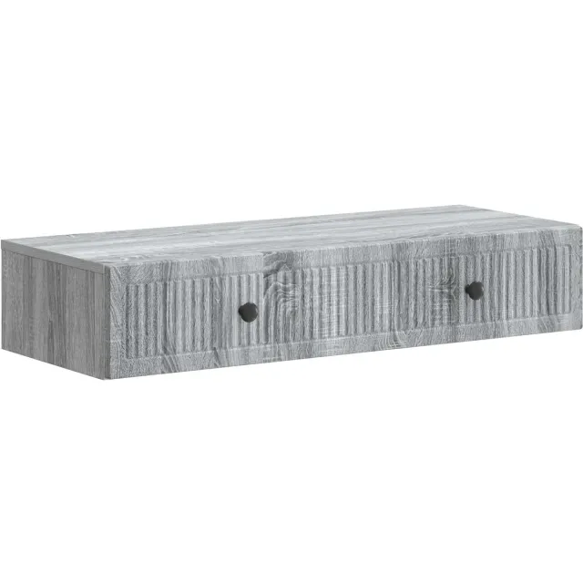 vidaXL Wandgemonteerde - Zijtafel - 87,5 - x - 34,5 - x - 17 - cm - Bewerkt - hout Grijs sonoma