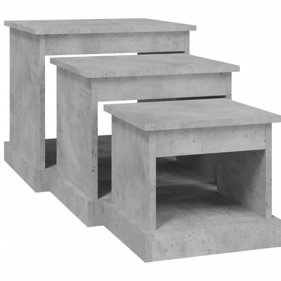 vidaXL 3-delige Salontafelset bewerkt hout betongrijs grijs, foto 4