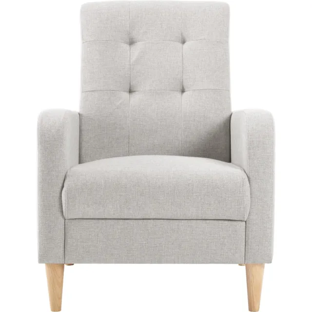 BukkitBow Vleugelstoel / Fauteuil - met Armleuningen - Massief Houten Poten - Luxe Loungestoel - Linnen/Fluwelen Bekleding - Licht Grijs (Linnen)