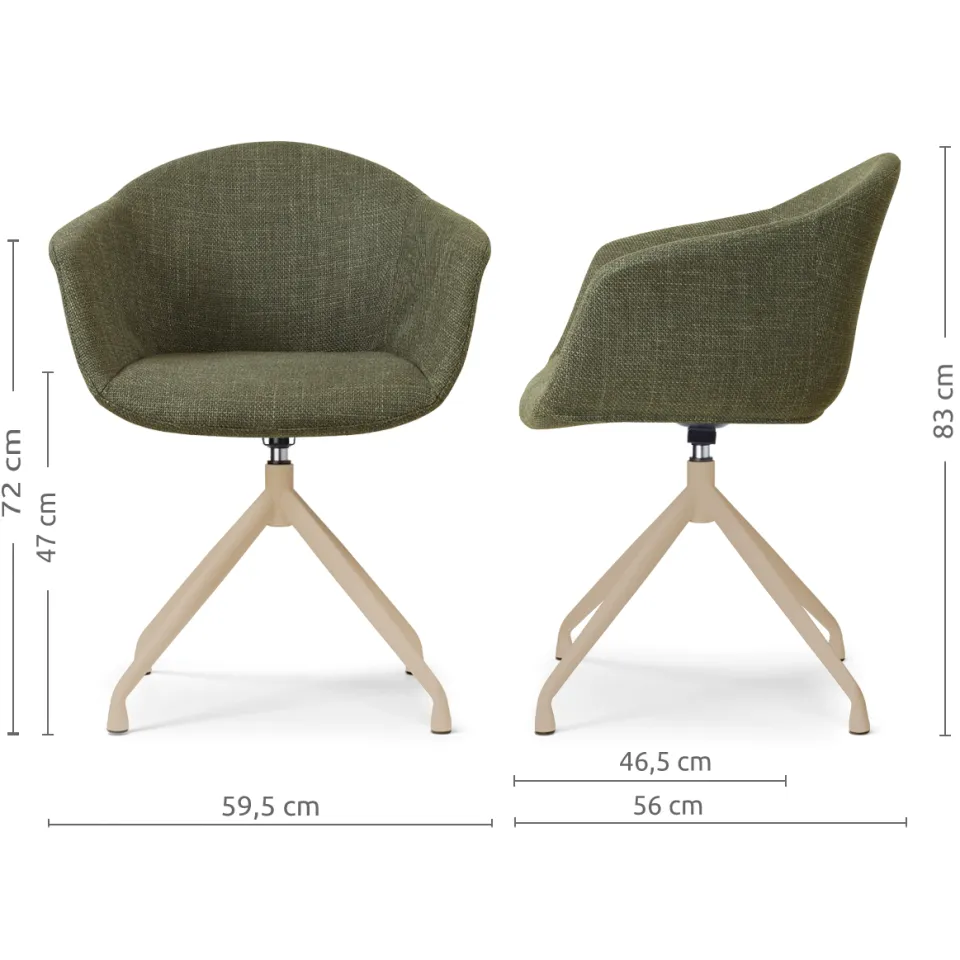 Nolon Nola-Otis draaibare eetkamerstoel forestgroen - beige onderstel, foto 2