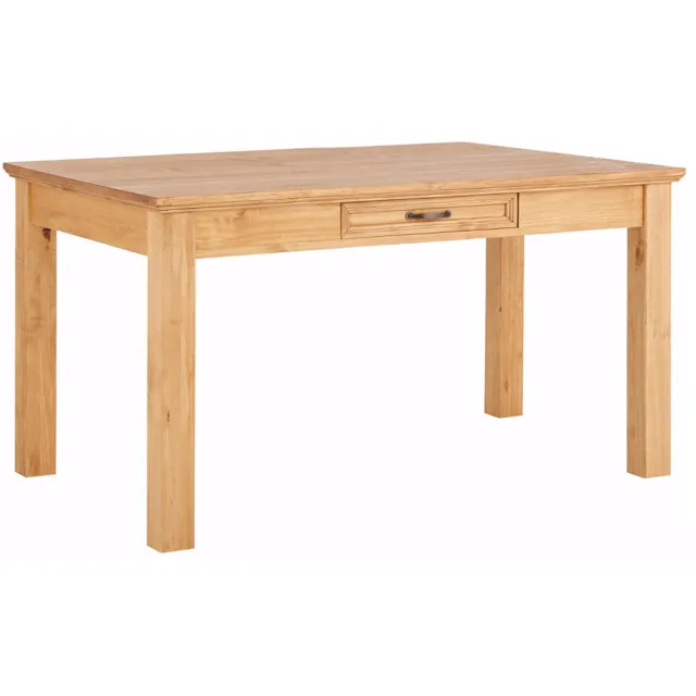 Notio Living Selma-Eettafel van 140 cm voor 6 personen, met 1 lade, uitgevoerd in grenenhout Bruin