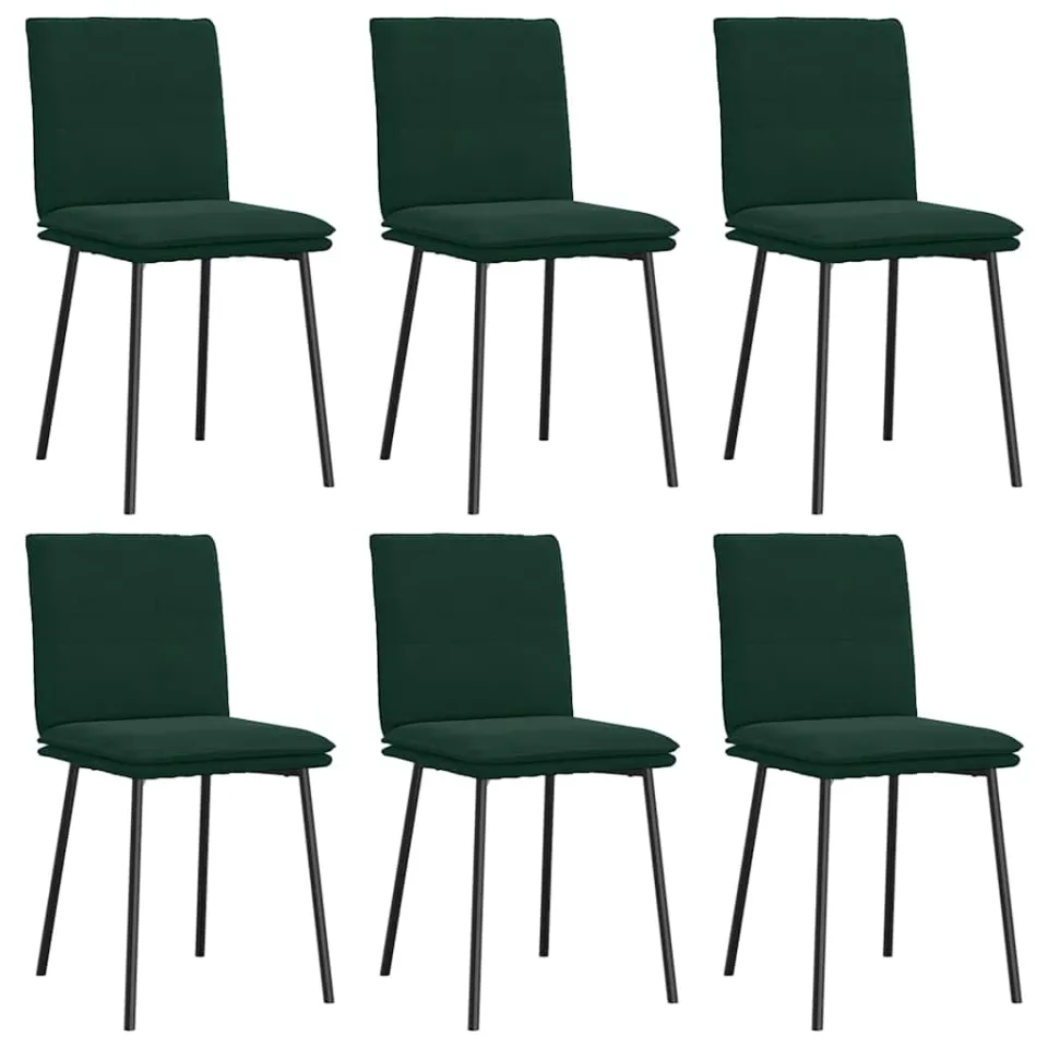vidaXL Eetkamerstoelen 6 st fluweel donkergroen groen, foto 3