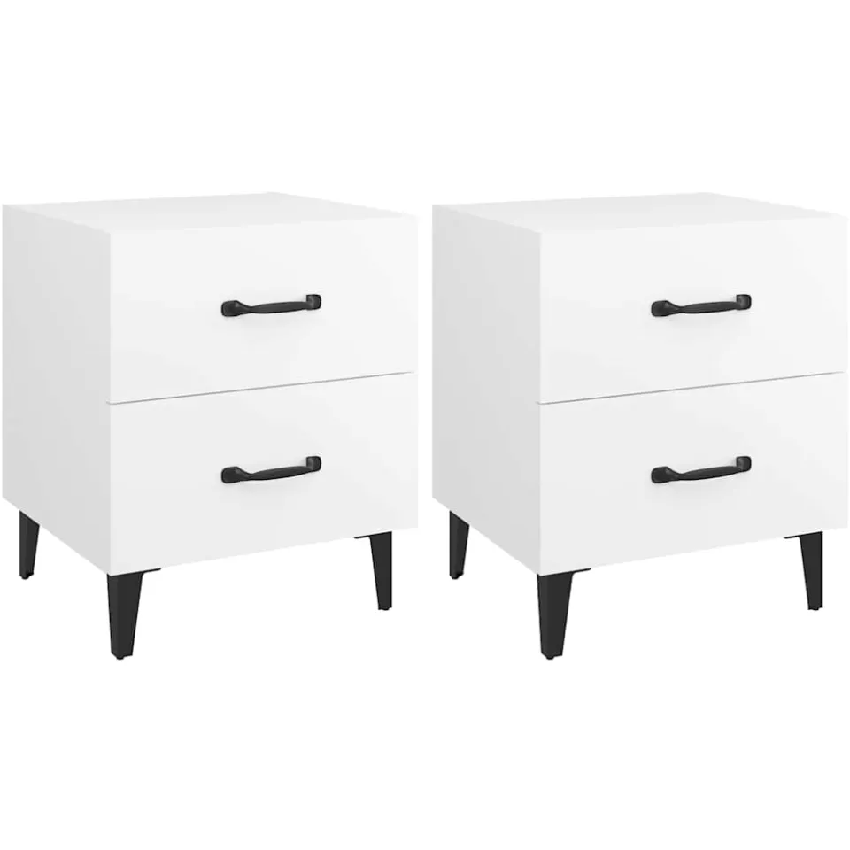 vidaXL Nachtkastjes 2 st 40x35x47,5 cm wit, foto 3