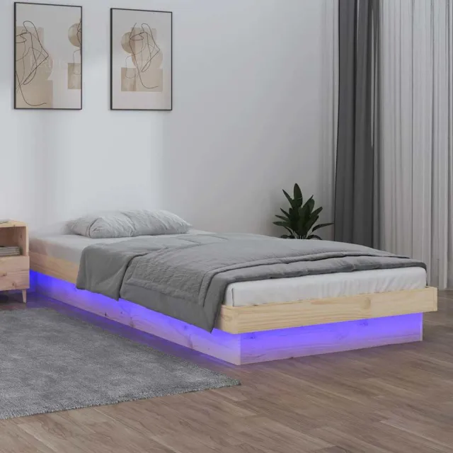 vidaXL Bedframe LED massief hout 75x190 cm Bruin